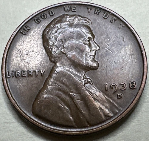 1938 D Lincoln Wheat Cent Penny ~ Fine  398X