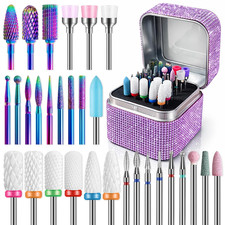 Nail Drill Bits Set with Storage Case: 30Pcs 3/32 Inch Carbide Diamond Ceramic