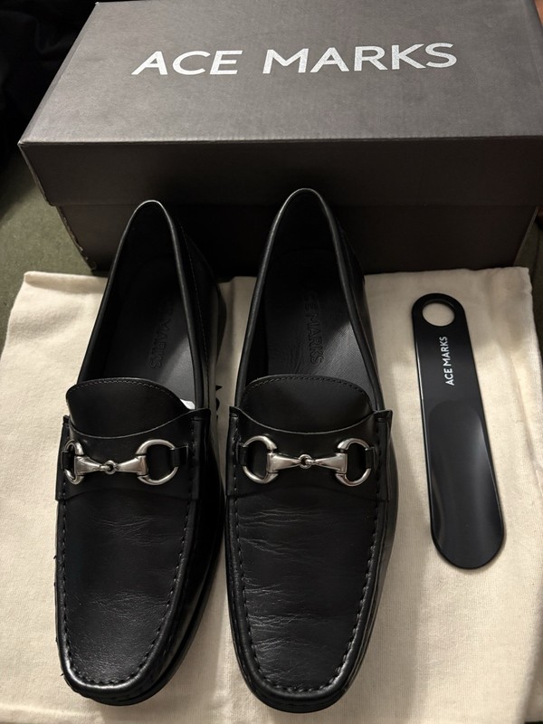 NEW, ACE MARKS Berto Horse Bit Loafers With Box and Bag size 9 1/2 M