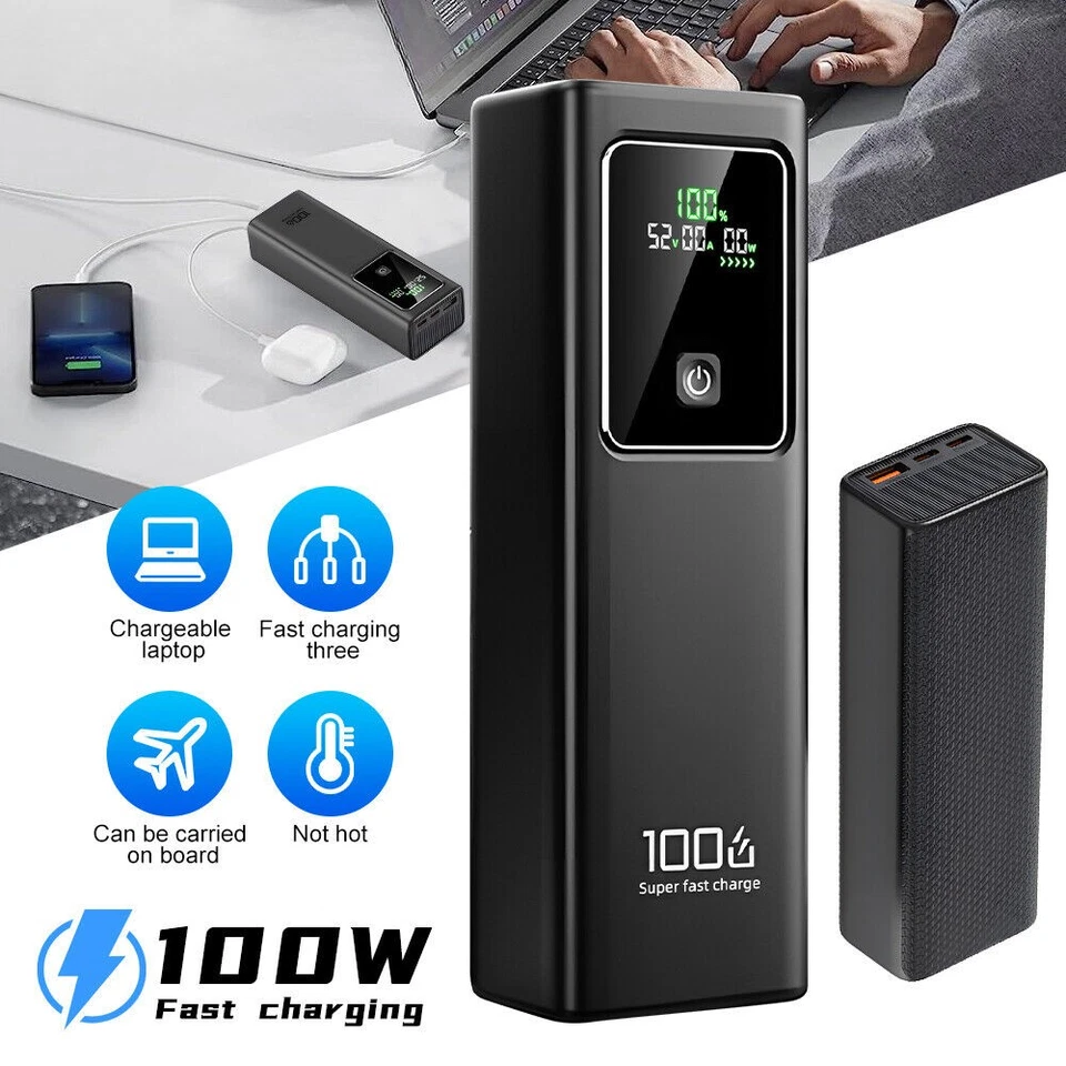40000mAh Laptop Power Bank 100W USB C PD QC Carregamento Rápido 3 Saídas Carregador Rápido - Imagem 4 de 4