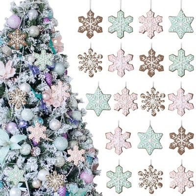 Lunmon 18 Pcs Pastel Gingerbread Snowflake Ornaments Set 2.36 to 3.15 Inch