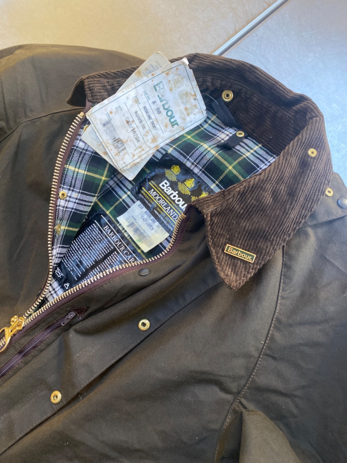 Barbour 1994 Vintage A50 Moorland C42 mens XL 50in brown waxed shooting jacket image 4