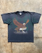Vintage 90s American Bald Eagles Nature T Shirt Adult XL  Oneita Tag Big Print