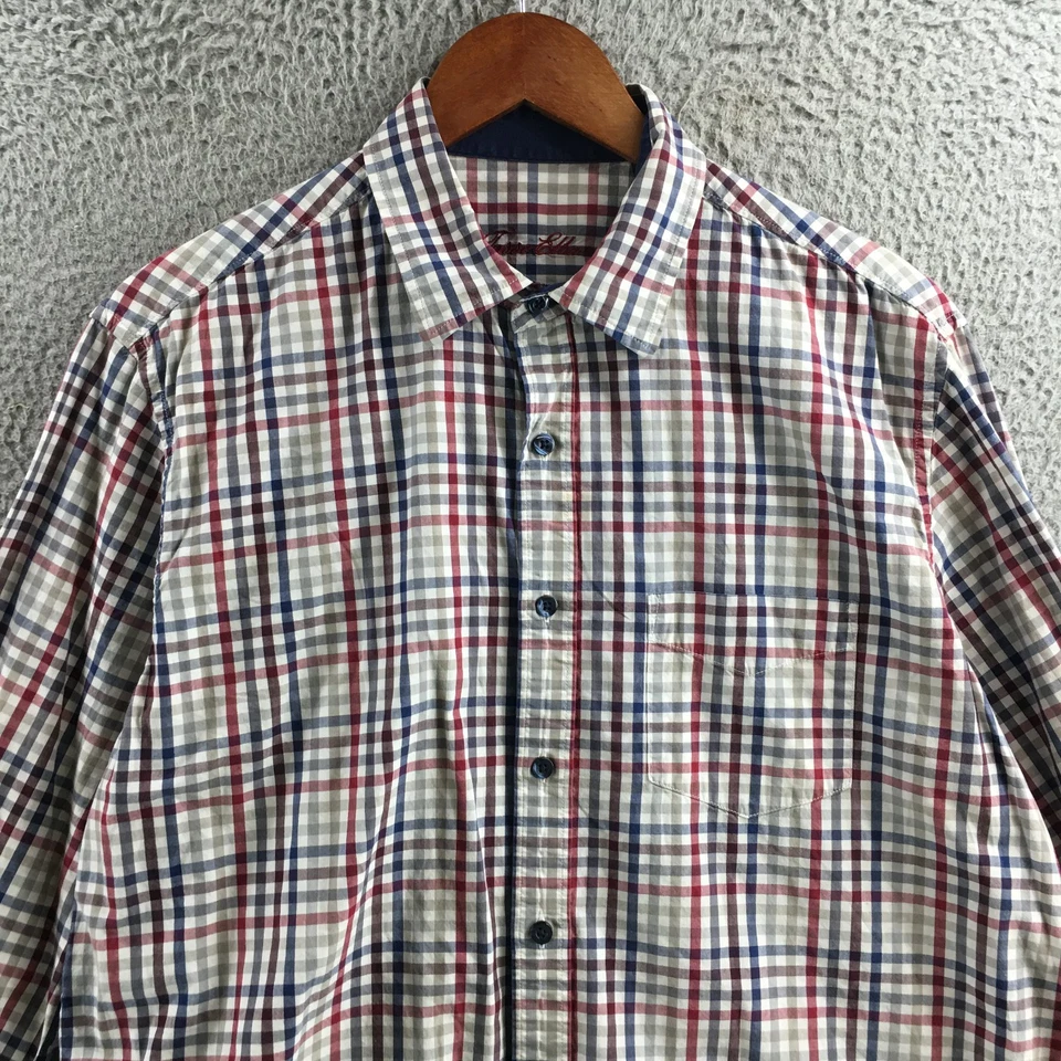 Tasso Elba Button Up Dress Shirt Mens L Multicolor Checked Cotton Long Sleeve - Image 2 of 4