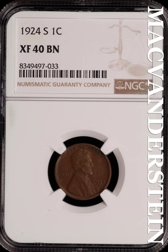 1924-S Lincoln Wheat Cent - NGC XF 40 BN - Scarce No Reserve #SLH137