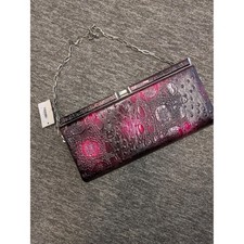 Purple Crocodile Embossed Clutch Bag Silver Chain Strap Evening Purse NEW