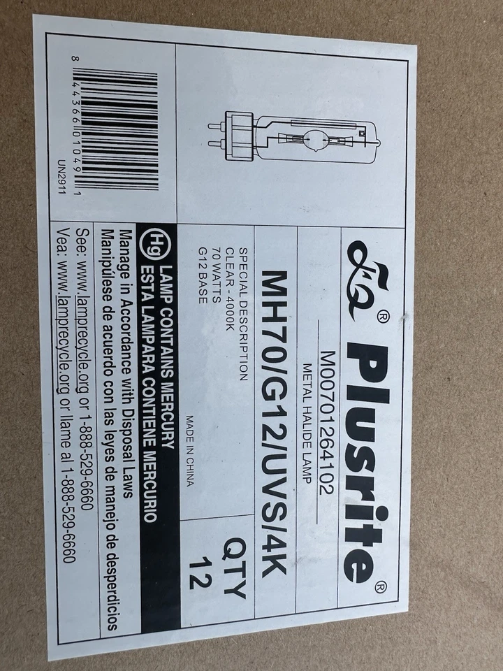 Plusrite Metal Halide Lamp Bulb 70W G12 Base Clear 4000k (total of 8 bulbs) - Image 3 of 3