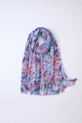 C&L Floral Abstract Printed Scarf Classic Light Weight Thin Soft Hijab Shawl Wrap