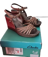 Clarks Original Sandalen Keilabsatz  Gr.38 Mushroom Leather Vegan
