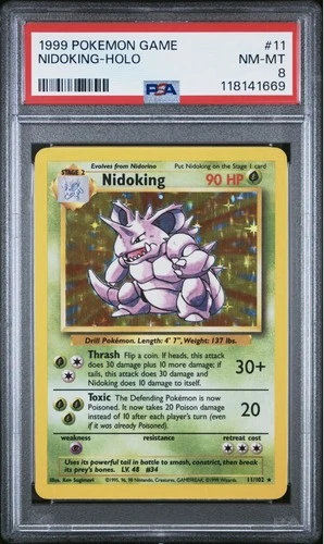 PSA 8 Nidoking Holo 11/102 Base Set Unlimited WOTC Rare 1999 POKEMON