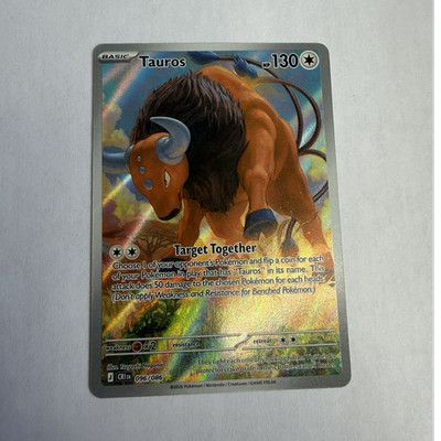 Pokémon Chaos Rising Tauros Full Art Holo Basic Card 130 HP CRI 096/086