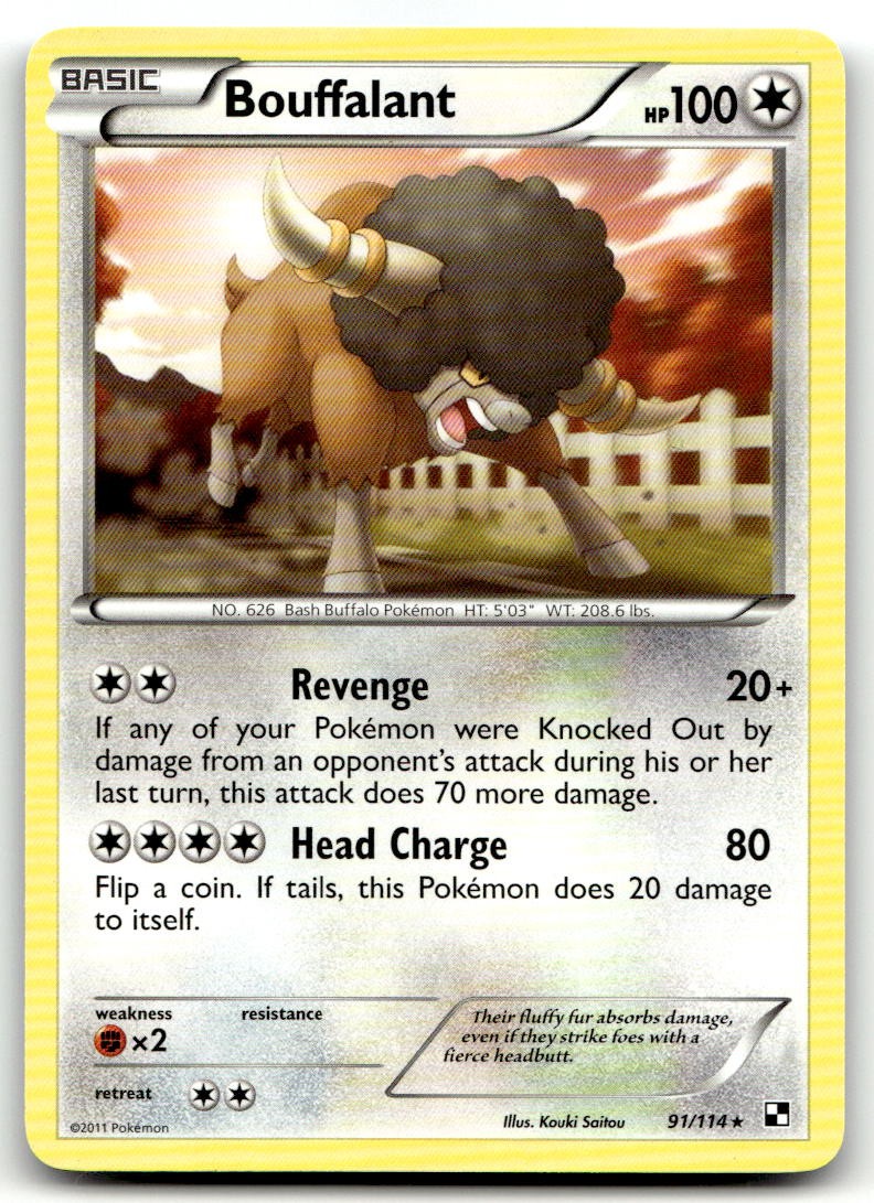 Bouffalant 91/114 Rare Black & White Pokemon Near Mint
