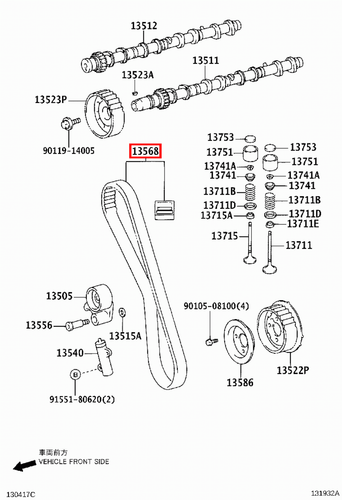 Genuine Hilux KUN36 KUN35 KUN26 KUN25 KUN16 KUN15 KUN10 2KD 1KD Timing Belt - Picture 7 of 19