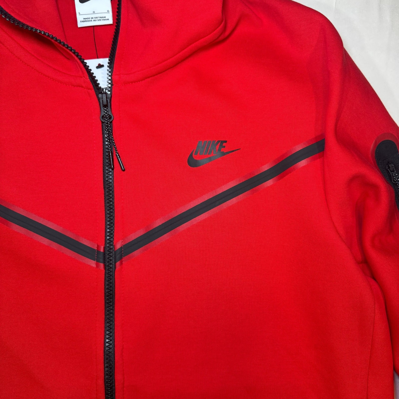 Nike Sportswear Tech Fleece Full-Zip Hoodie in University Red image 2