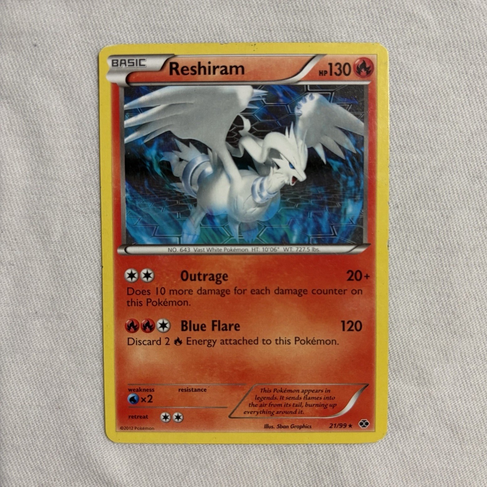 Pokemon Reshiram 21/99 Regular Rare Next Destinies - LP