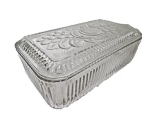 Anchor Hocking Glass Refrigerator Dish w/ Fruit Lid Rectangular Ribbed Vintage