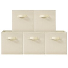 11 Inch Fabric Storage Cubes, Sturdy Foldable Storage Bins, Heavy Duty Cube O...