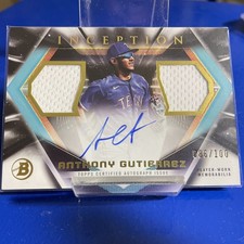 2023 Bowman Inception Anthony Gutierrez Dual Patch Autograph /100 Texas Rangers