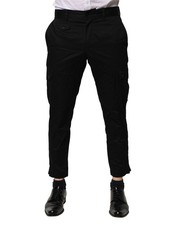 Dolce & Gabbana Black Cotton Dress Slim Formal Men's Pants Authentic