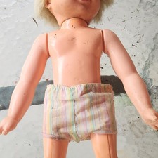 Blonde Straight Hair Brown Eyes Baby Boy Doll, Light Complexion, Plastic