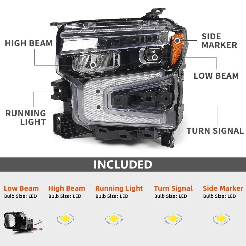 Pair Full LED Headlights For 2022-2024 Chevy Silverado 1500 LT / RST Black Foto 2 de 4
