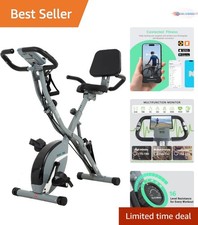 Stationary Exercise Bike Alloy Steel 16 Resistance, Foldable Indoor Cycling