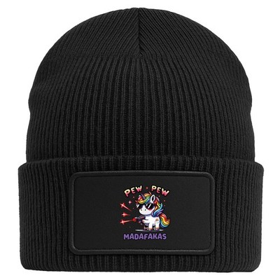 Beanie mit Patch Pew Pew cooles Einhorn Geschenkidee Pew Pew Geschenk Präsent Mi