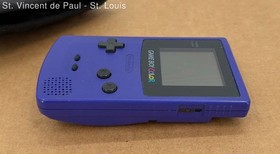 Nintendo Game Boy Color Handheld Grape/Purple Tested Working with Carrying Case