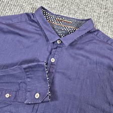 Ted Baker Shirt Mens 6 XL Purple Micro Dot Stretch Button Front Long Sleeve