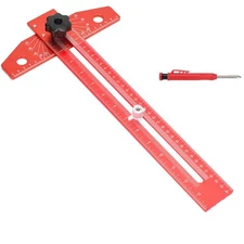 Woodworking Scriber Marking Line Ruler, Adjustable Aluminum Alloy Sliding T-S...