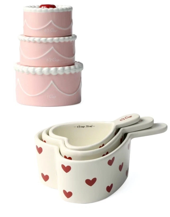 🥥 Bulleye's Target Ceramic Heart & Cake Measuring Cups🆕️