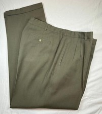 YVES SAINT LAURENT Vintage Men's Olive Green Pleated Dress Pants Size 40x32