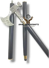 AMAL Antique Brass Walking Stick Handle Wooden Cane Head Victorian Grandfather