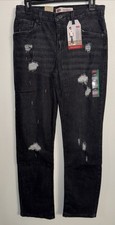 LEVI  S 514 Straight Leg Black Distressed JEANS - Boys Size 18 Reg 29x31