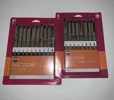 NEW SAKURA Pigma Micron Pens - Archival Ink 2 Packs (18 In Total), Black Brush