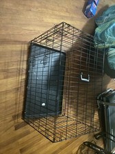 Dog Crate Kennel 30" 36" 42" Folding Metal Pet Cage 2 Door With Tray Pan Black