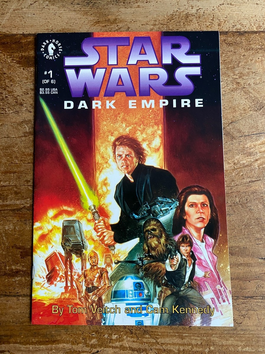 Retail scan of the original Dave Dorman Dark Empire comic cover, associated with the 10 ABY Legends campaign.