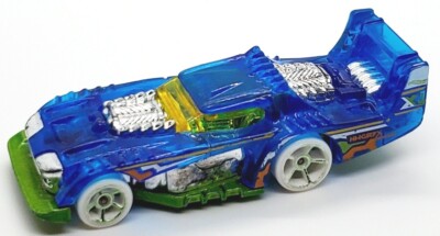 2018 HOT WHEELS RACE TWO TIMER BLUE 1:64 DIECAST 3 1/4'' RACE CAR W/ YELLOW WHITE