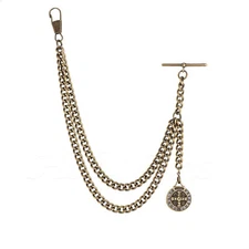 Brand New Bronze Single Albert Pocket Watch Fob Chain With   Pendant