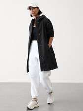 Athleta M Medium Rainout Ridge Long Trench Coat Black NEW 649871