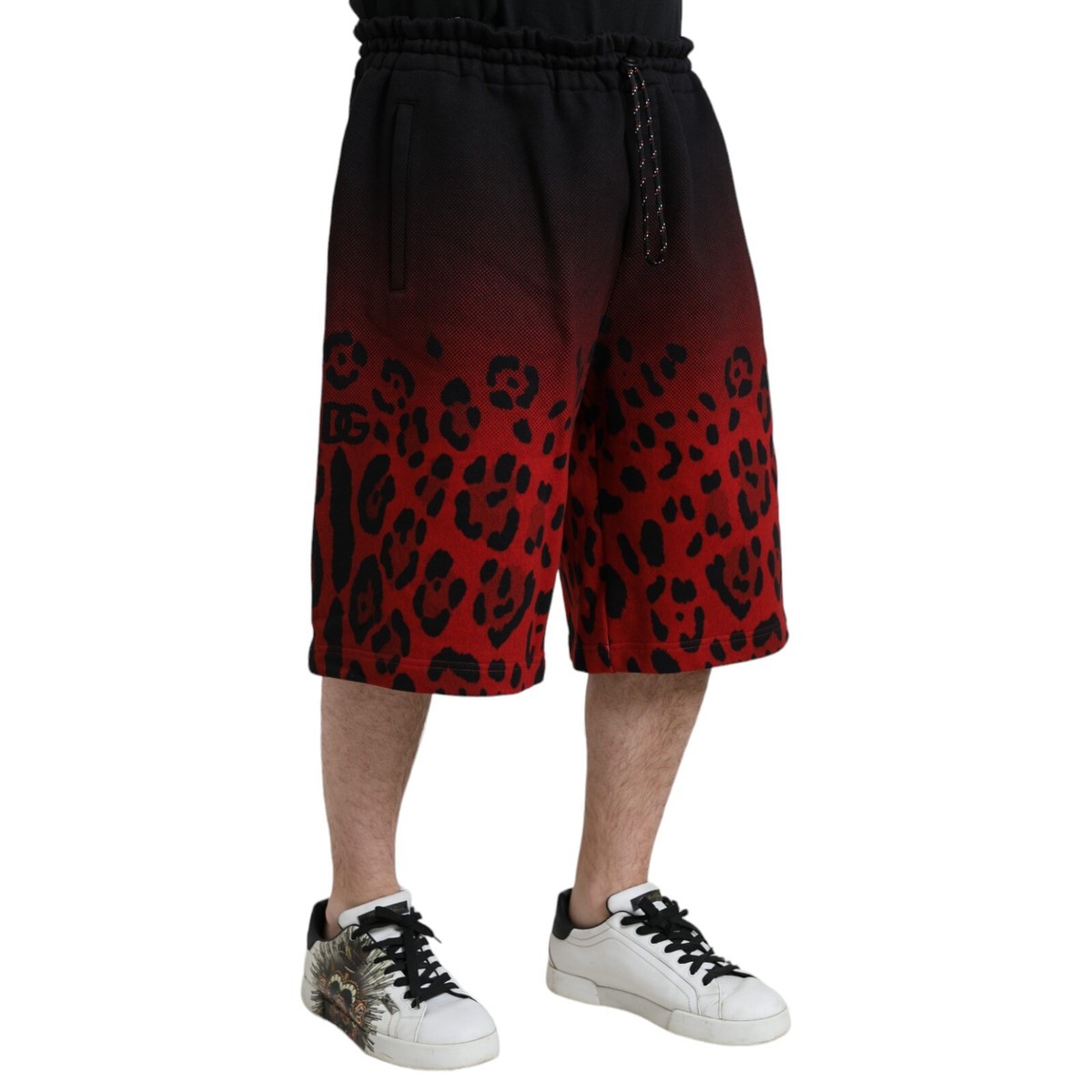 m*u様 DOLCE & GABBANA ショートパンツ サイズ50 DOLCE & GABBANA Shorts Red Leopard Print Cotton Bermuda Men