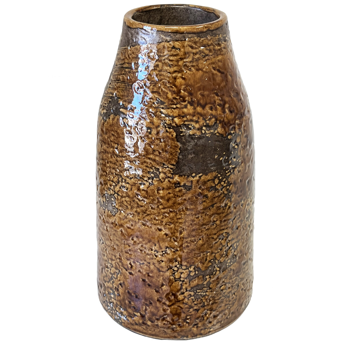 Vase artisanal marron vitrifié 29 cm étanche pour éviter les fuites d'eau
