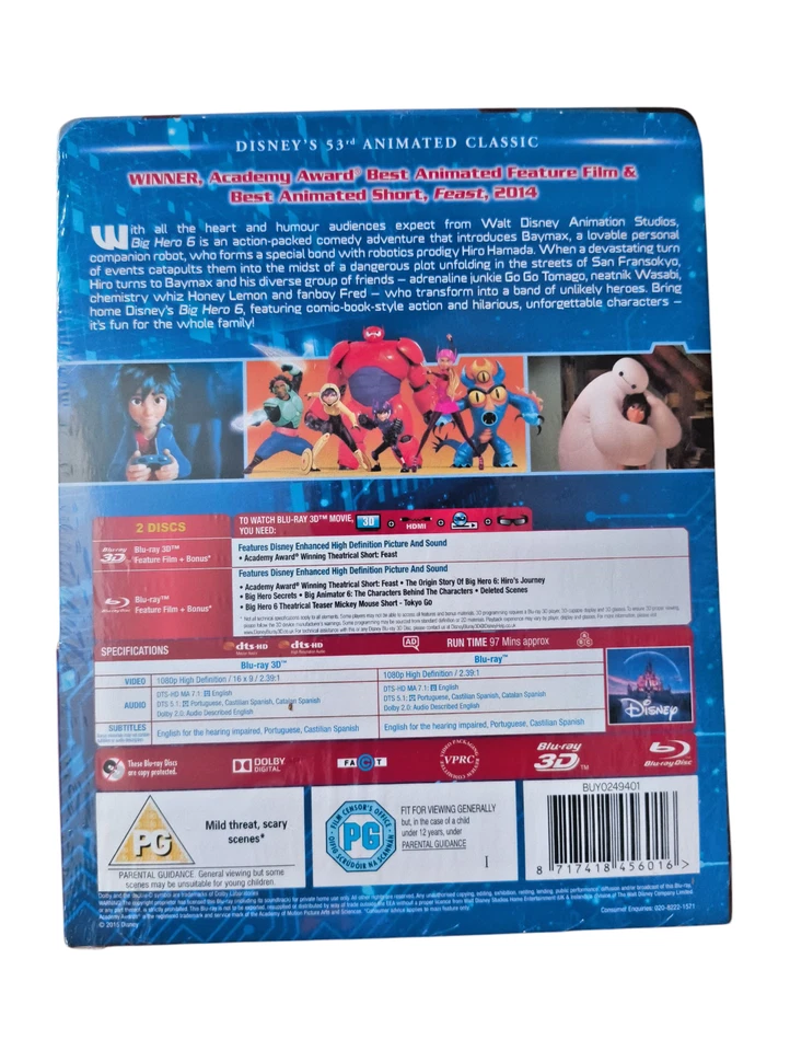 Disney Big Hero 6 Blu Ray/3D Steelbook OOS - Image 2 of 2