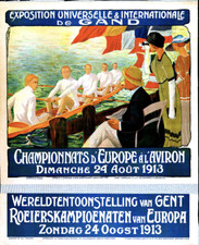 affiche poster  gand 1913 aviron belgique