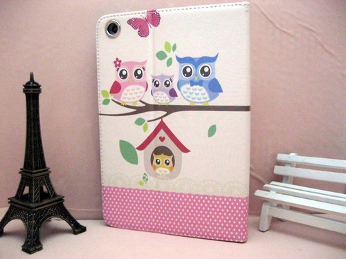 New Leather Smart Case Cover :iPad 2/3/4, iPad Air2/Air &iPad Mini 1/2/3/4 - Owl - Picture 2 of 3