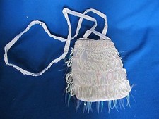 NEW Beaded Tassels Sequin White Shoulder Evening Bag Snap Closure
