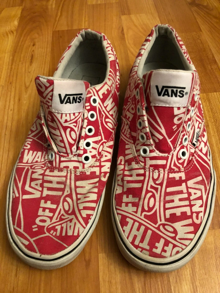 Vans Off The Wall Red All Over Print Sneaker Shoes Size 8 Men