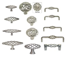 Cabinet Pull Drawer Handle Birdcage Knob Kitchen Hardware Brushed Satin Nickel