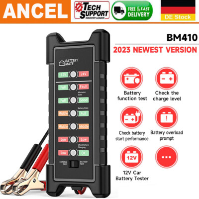 ANCEL BM410 12V 24V Auto Batterietester mit 7 LED-Leuchten zeigt Autobatterie