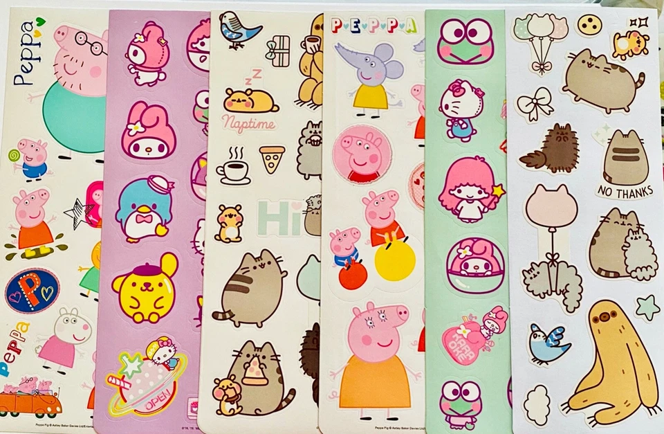 Paquete de 150+ PEGATINAS CACHORROS CINNAMOROLL KEROPPI DADDY GEORGE PIG BADTZ MARU Foto 3 de 4